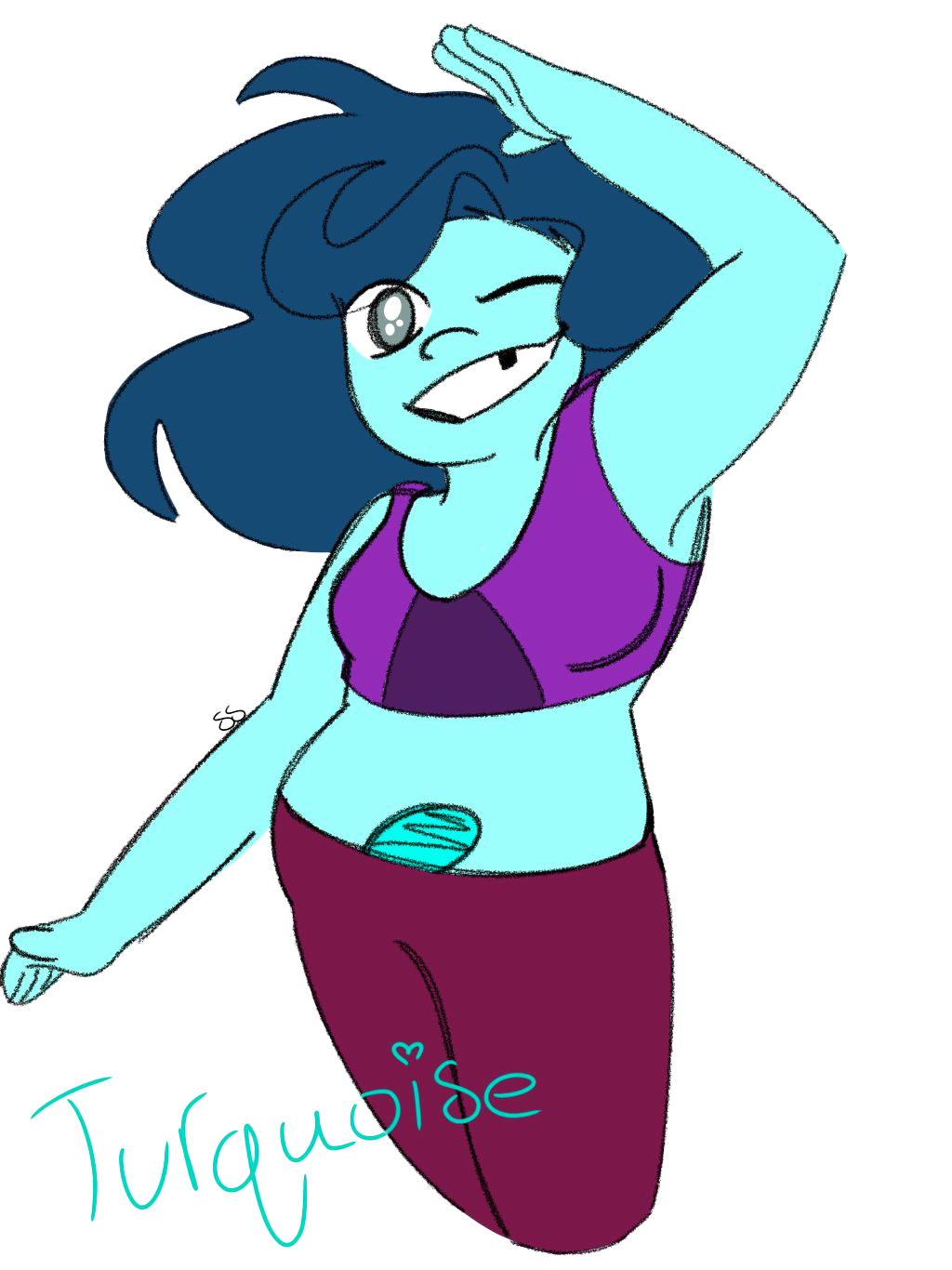 Blue cartoon woman